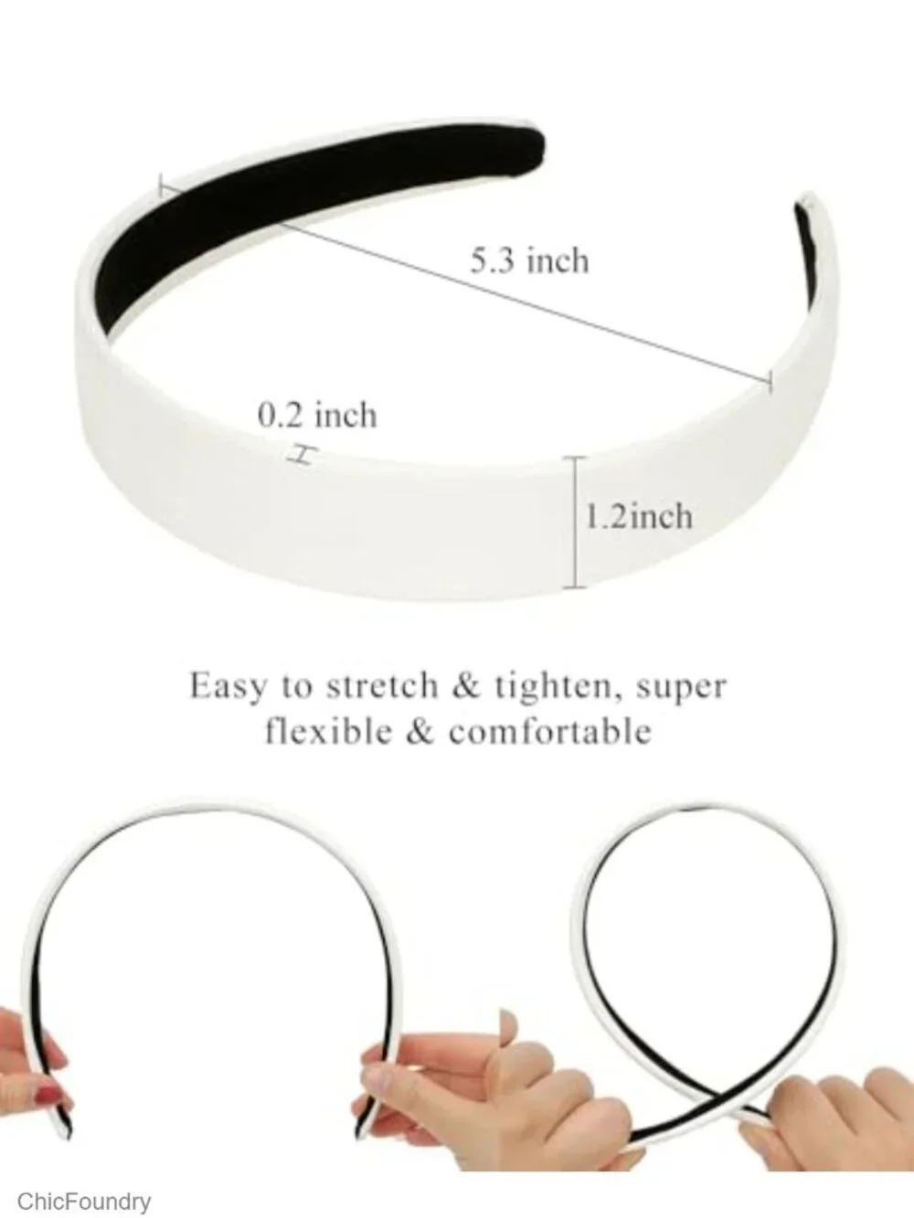 White PU Leather 1 Inch Wide Non-Slip Fashion Headband Hair Accessory